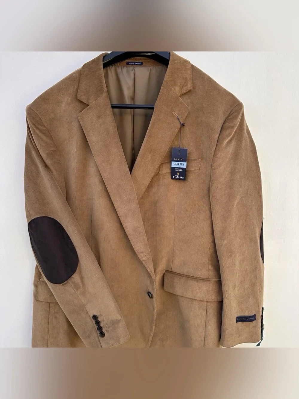 Stafford Brown Corduroy Jacket Elbow Patches Sports Coat Stretch Men’s 48L $168